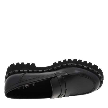 Mocassins noirs à talon décroché bas et à slip-on avec une semelle crantée - Image 4