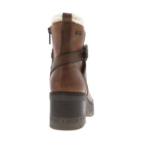 Boots cognac à talon décroché moyen avec un zip et une boucle décorative - Image 6
