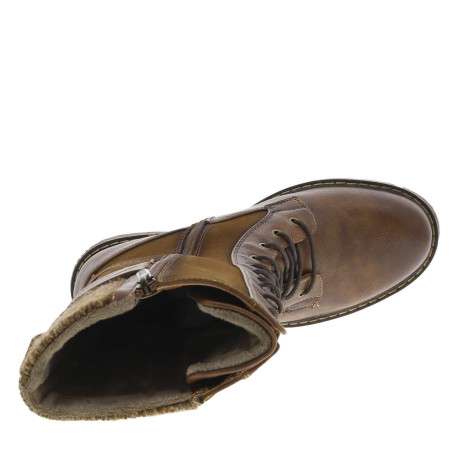 Bottes brunes à talon décroché moyen avec un zip et des lacets ronds - Image 4