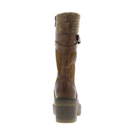 Bottes brunes à talon décroché moyen avec un zip et des lacets ronds - Image 6