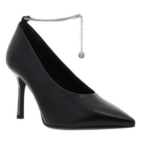 Escarpin noirs avec semelle à talon décroché haut et chaine de cheville - Image 3