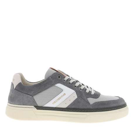 Tennis grises en cuir à talon plat avec des lacets et logo imprimé - Image 2