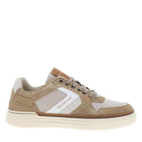 Tennis beiges et marron en cuir avec un talon plat et des lacets - Image 2