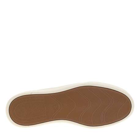 Tennis beiges et marron en cuir avec un talon plat et des lacets - Image 5