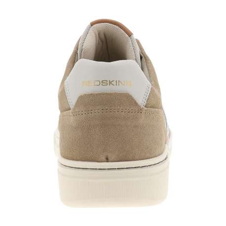 Tennis beiges et marron en cuir avec un talon plat et des lacets - Image 6