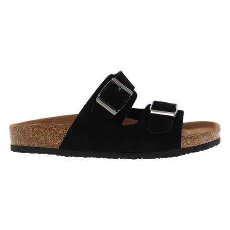 Mules Muriel en cuir noires à talon plat et à boucle à ardillon - Image 2