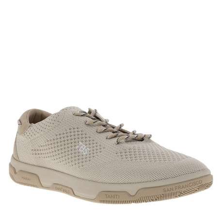 Sneakers beiges à semelle plate avec une fermeture à lacets ronds - Image 3