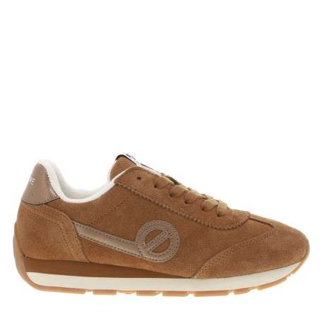 Baskets en cuir camel à bout arrondi avec un logo brodé sur le côté - Image 2