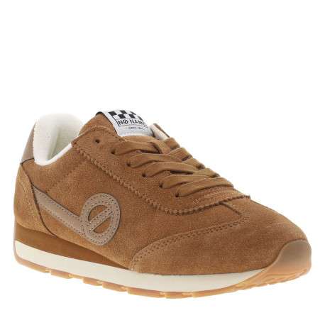 Baskets en cuir camel à bout arrondi avec un logo brodé sur le côté - Image 3