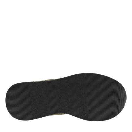 Baskets kaki à plateforme avec des lacets plats pailletés dorés - Image 5