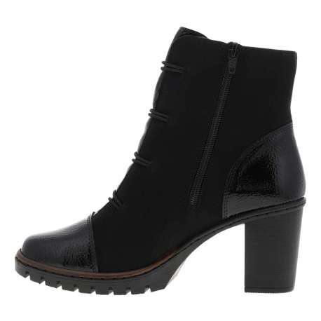Boots noires à talon décroché haut et à zip avec faux boutons et élastiques