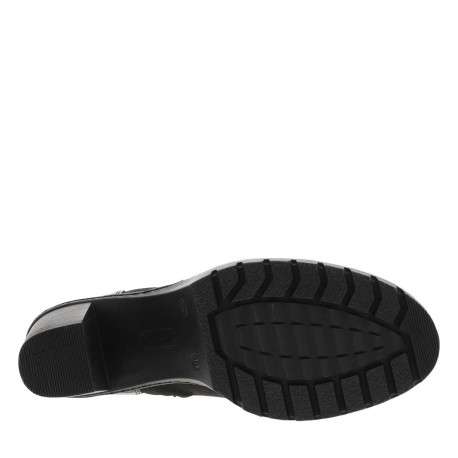 Boots noires à talon décroché haut et à zip avec faux boutons et élastiques - Image 5