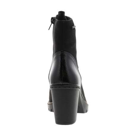 Boots noires à talon décroché haut et à zip avec faux boutons et élastiques - Image 6