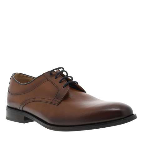 Richelieu en cuir cognac à semelle plate avec une fermeture à lacets - Image 3