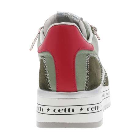 Baskets basses running en cuir kaki avec lacets élastiqués et semelle plateforme - Image 6