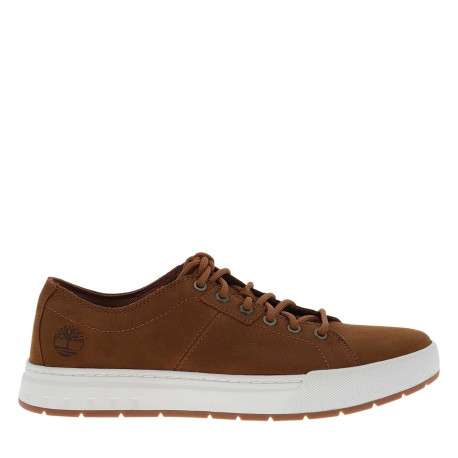 Tennis camel en cuir avec un talon plat et des lacets ronds tressés - Image 2