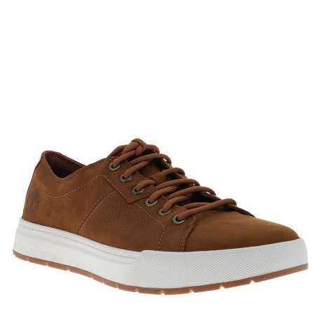 Tennis camel en cuir avec un talon plat et des lacets ronds tressés - Image 3