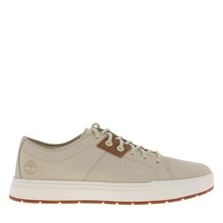 Tennis beiges en cuir avec un talon plat et des lacets ronds tressés - Image 2