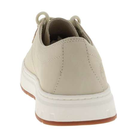 Tennis beiges en cuir avec un talon plat et des lacets ronds tressés - Image 6