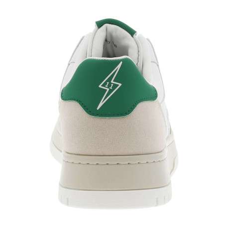 Tennis blanches et beiges avec des détails verts et à semelle plate - Image 6