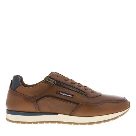 Sneakers en cuir marrons avec un zip sur le côté et des lacets plats - Image 2