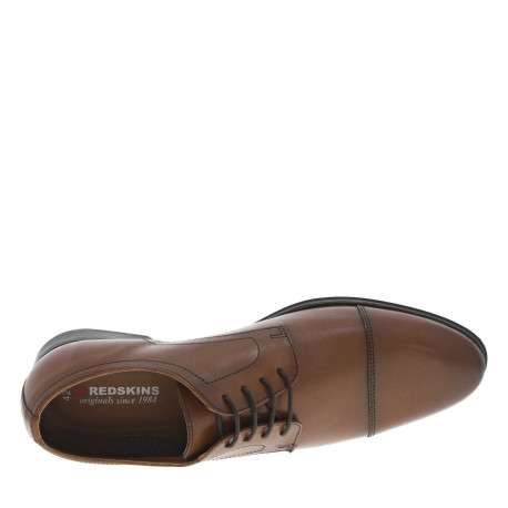 Derbies en cuir marrons à bout droit arrondi et à talon décroché bas - Image 4