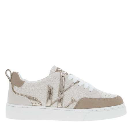 Tennis taupe et beige avec un effet craquelé et semelle plate - Image 2