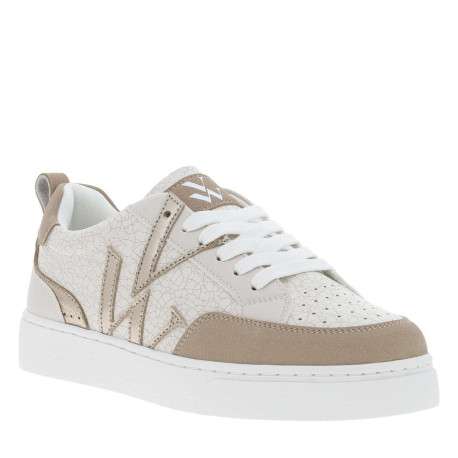 Tennis taupe et beige avec un effet craquelé et semelle plate - Image 3
