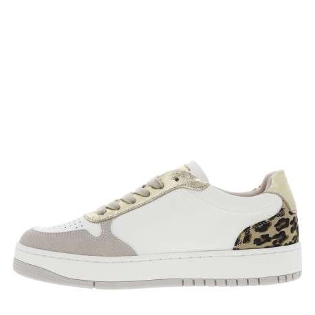 Tennis taupe à talon plat et à lacets plats beige avec monogrammes noirs