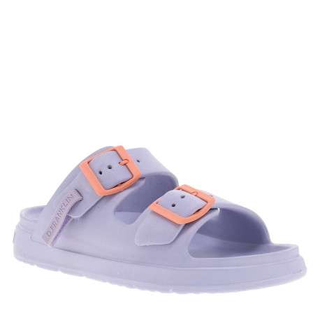 Mules violettes à semelle plate avec une fermeture à boucle à ardillon - Image 3