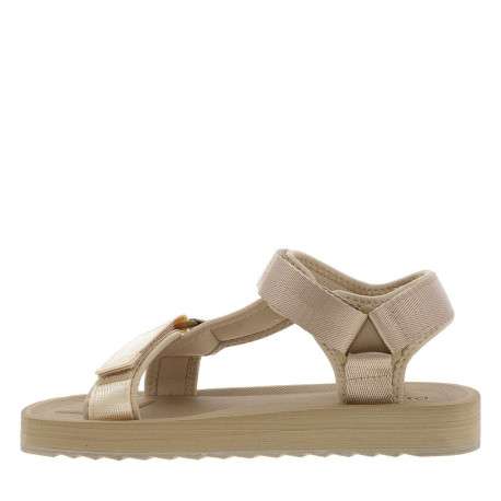 Nu-pieds or à semelle plate avec une fermeture à bande auto-agrippante