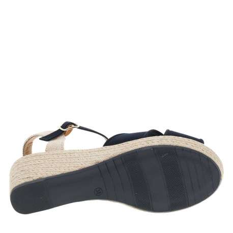 Nu-pieds bleu marine à semelle compensé haut et à boucle à ardillon - Image 5