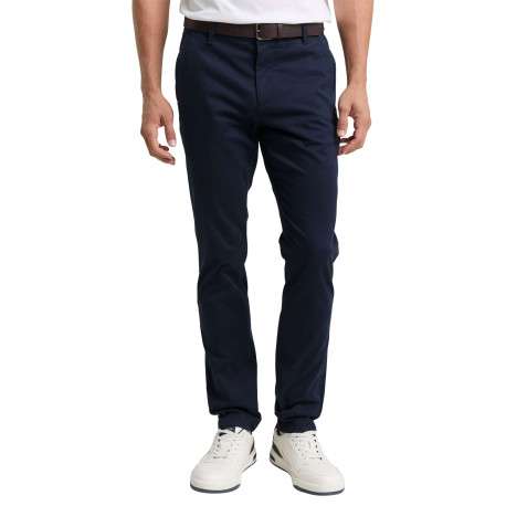 Pantalon Chino Soft en coton marine avec fermeture à glissière - Image 2