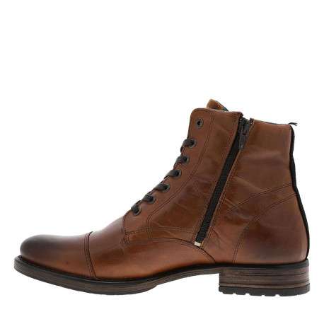 Boots en cuir marron avec fermeture à zip et lacets tressés marrons - Image 10