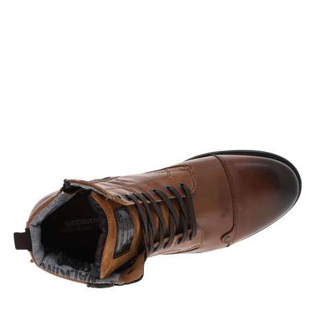 Boots en cuir marron avec fermeture à zip et lacets tressés marrons - Image 11