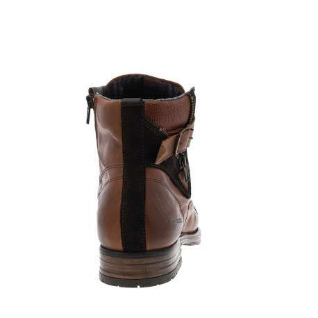 Boots en cuir marron avec fermeture à zip et lacets tressés marrons - Image 3