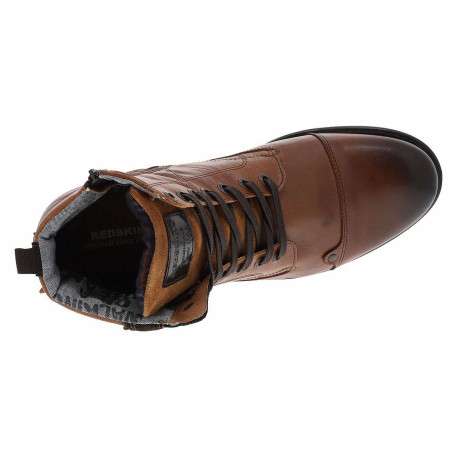 Boots en cuir marron avec fermeture à zip et lacets tressés marrons - Image 5