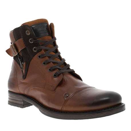 Boots en cuir marron avec fermeture à zip et lacets tressés marrons - Image 7
