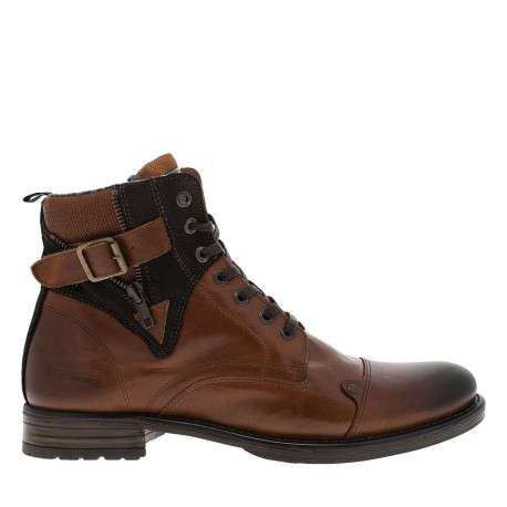 Boots en cuir marron avec fermeture à zip et lacets tressés marrons - Image 8