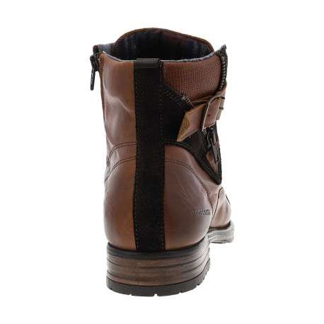 Boots en cuir marron avec fermeture à zip et lacets tressés marrons - Image 9
