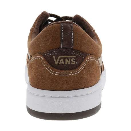 Baskets marron en cuir avec un talon plat et des lacets tressés jaune et marron - Image 6