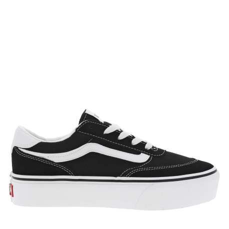 Baskets skate en cuir noires et blanches avec une semelle à plateau - Image 2