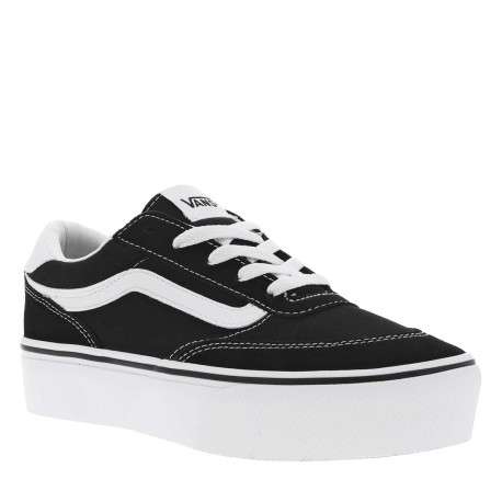 Baskets skate en cuir noires et blanches avec une semelle à plateau - Image 3