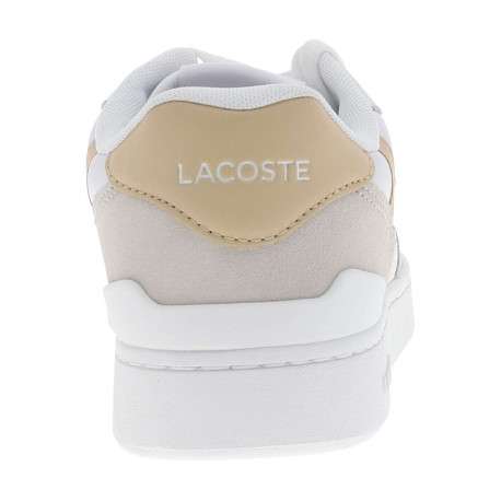 Tennis blanches en cuir à talon plat avec des lacets et logo marron - Image 6