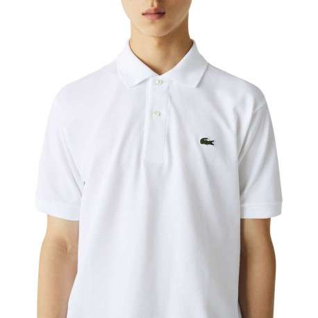 Polo L1212 en coton blanc uni coupe droite avec un col boutonné - Image 6