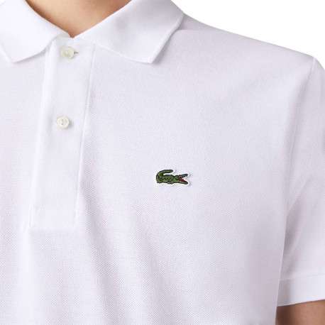 Polo L1212 en coton blanc uni coupe droite avec un col boutonné - Image 7