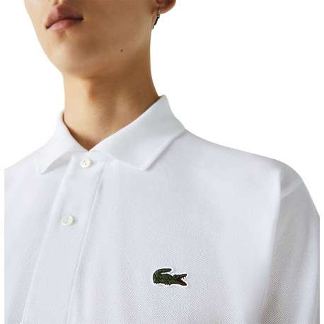 Polo L1212 en coton blanc uni coupe droite avec un col boutonné - Image 8