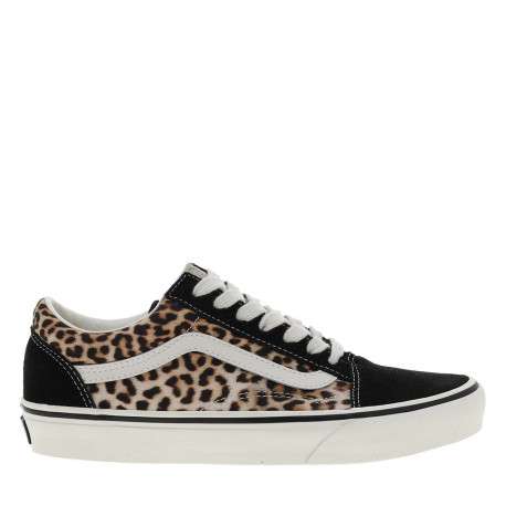 Baskets léopard en cuir avec un talon plat et des lacets blancs - Image 2