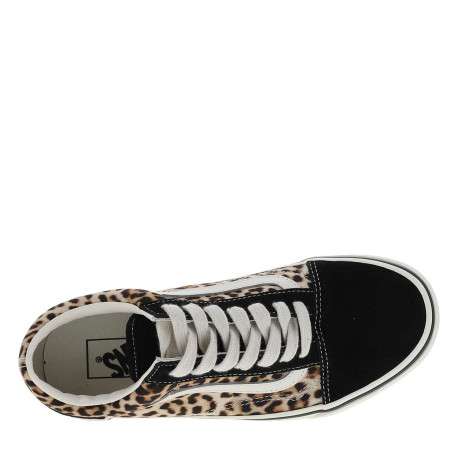 Baskets léopard en cuir avec un talon plat et des lacets blancs - Image 4