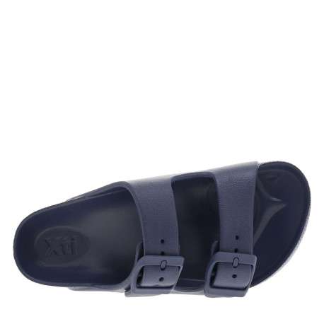 Mules bleu marine avec un talon plat et deux boucle à ardillon - Image 4